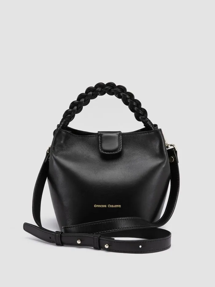 Women Officine Creative Accessories NOLITA WOVEN 227 Black Leather Handle Bag Women Officine Creative Accessories NOLITA WOVEN 227 Black Leather Handle Bag