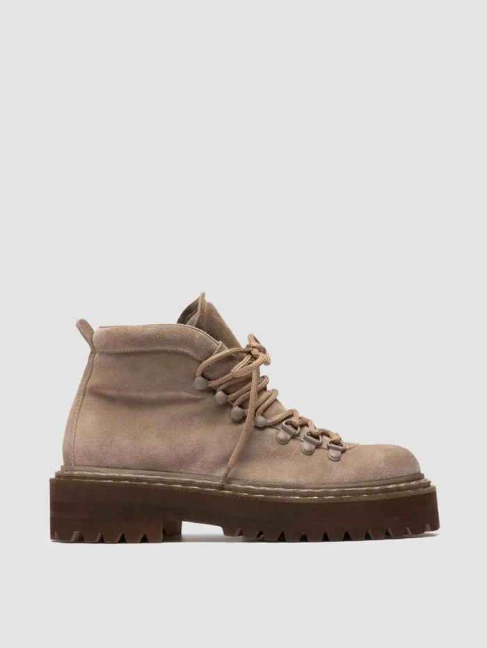 Women Officine Creative Footwear BLOSSOM 005 Taupe Suede Laceup Boots
