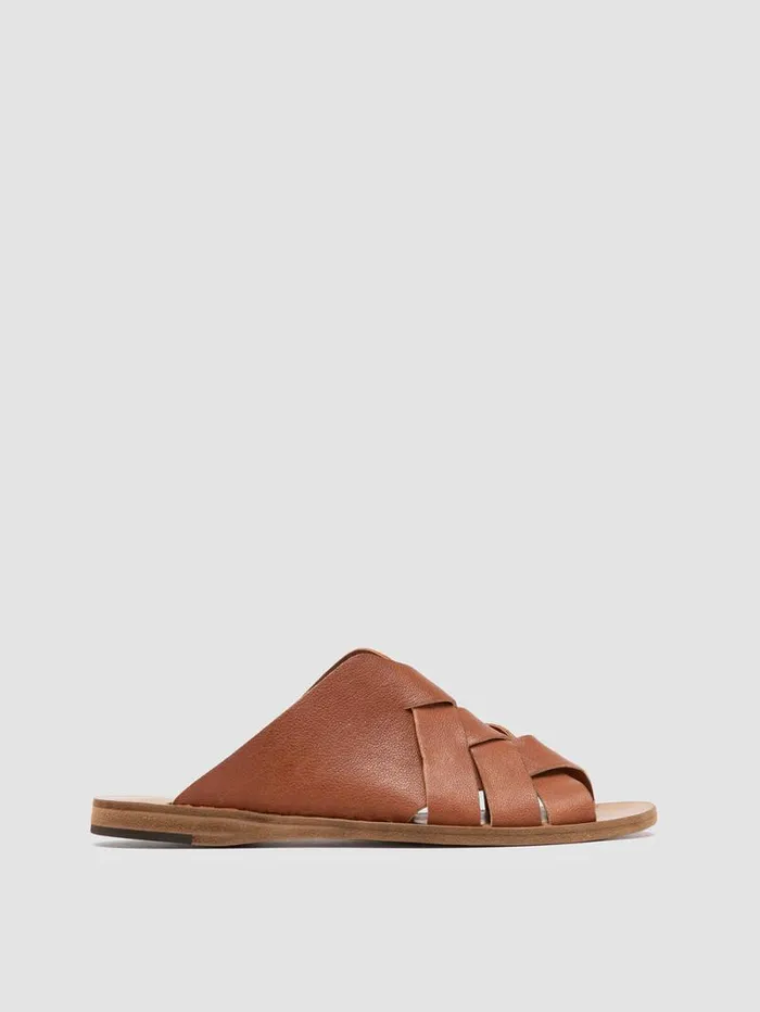 Women Officine Creative Footwear ITACA 049 Brown Leather Slide Sandals