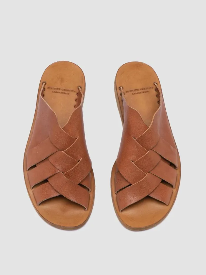 Women Officine Creative Footwear ITACA 049 Brown Leather Slide Sandals Women Officine Creative Footwear ITACA 049 Brown Leather Slide Sandals