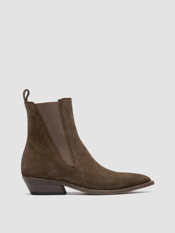 Women Officine Creative Footwear NOELIE DD 101 Green Suede Chelsea Boots