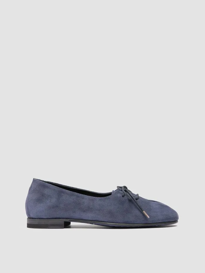 Women Officine Creative Footwear OLIVER 102 Blue Suede Ballerina Shoes