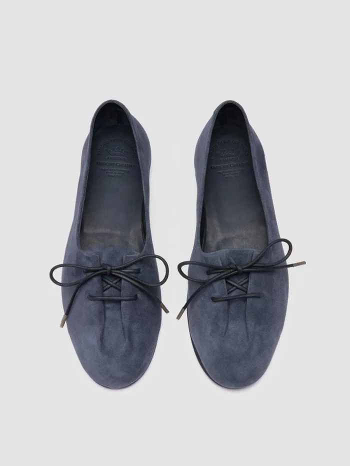 Women Officine Creative Footwear OLIVER 102 Blue Suede Ballerina Shoes Women Officine Creative Footwear OLIVER 102 Blue Suede Ballerina Shoes