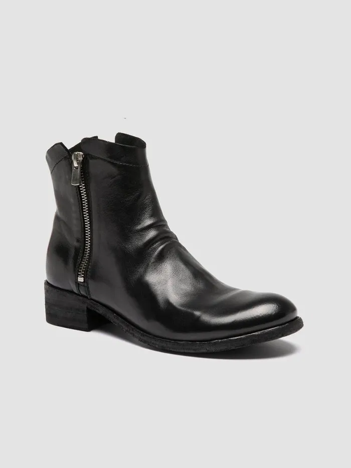 Women Officine Creative Footwear SHANTEL 004 Black Leather Zipped Boots Women Officine Creative Footwear SHANTEL 004 Black Leather Zipped Boots