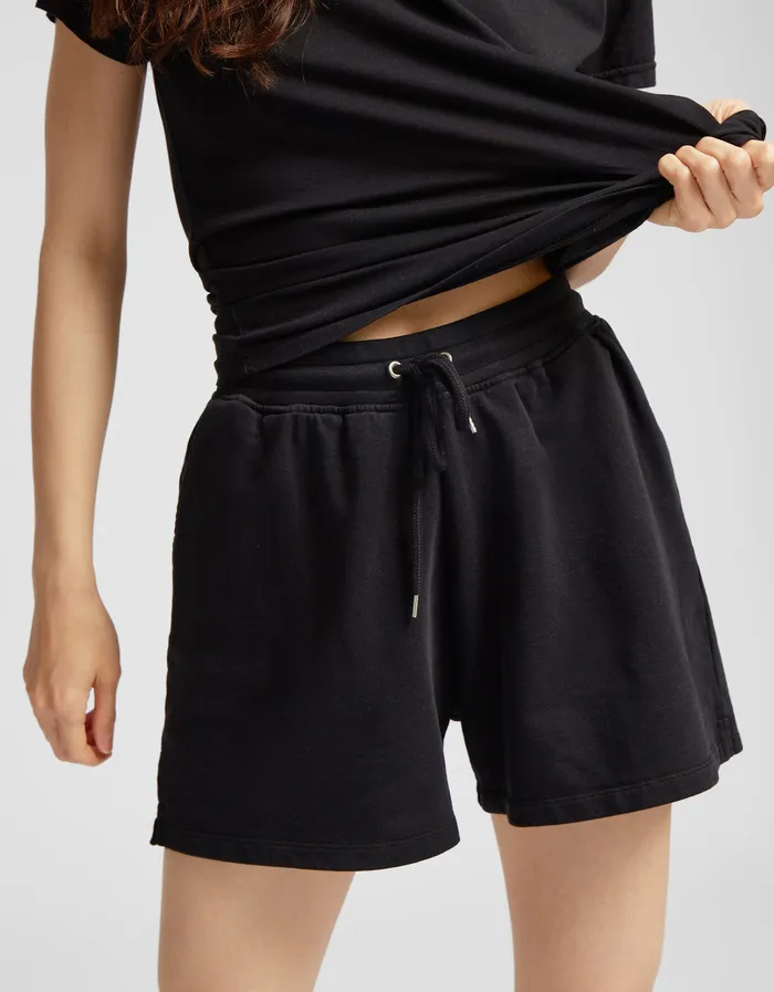 Women Organic Sweatshorts 8211 Deep Black Women Shorts Colorfulstandard