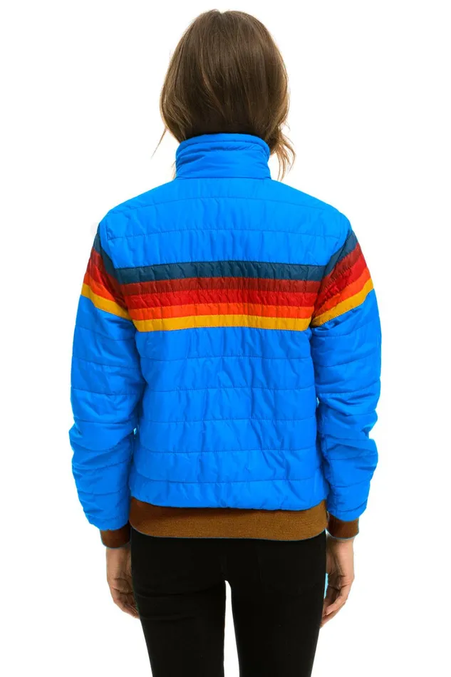 Women Outerwear Aviator Nation 5 STRIPE JACKET 8211 BLUE CINA GLOSSY