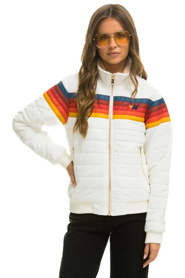 Women Outerwear Aviator Nation 5 STRIPE JACKET 8211 WHITE