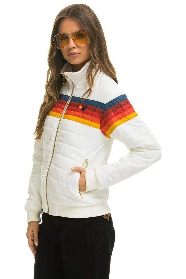 Women Outerwear Aviator Nation 5 STRIPE JACKET 8211 WHITE