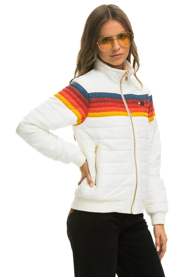 Women Outerwear Aviator Nation 5 STRIPE JACKET 8211 WHITE