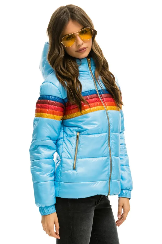 Women Outerwear Aviator Nation 5 STRIPE LUXE TREKKER JACKET 8211 GLOSSY SKY