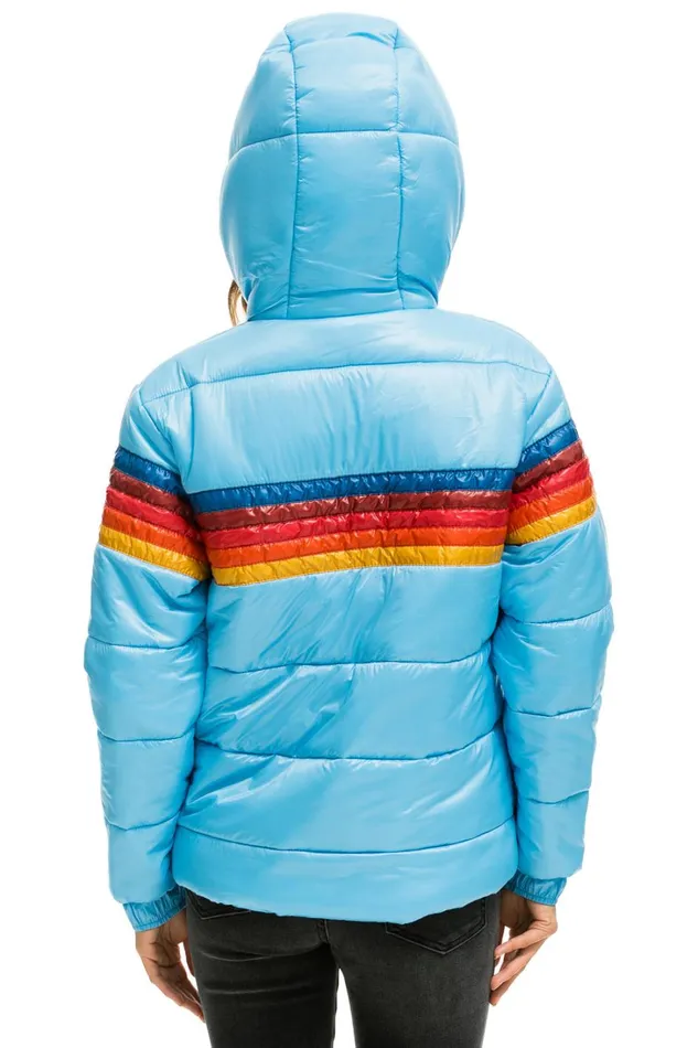 Women Outerwear Aviator Nation 5 STRIPE LUXE TREKKER JACKET 8211 GLOSSY SKY