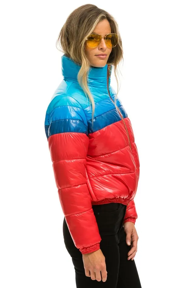 Women Outerwear Aviator Nation COLOR BLOCK LUXE APRES PUFFER JACKET 8211 GLOSSY CHERRY Women Outerwear Aviator Nation COLOR BLOCK LUXE APRES PUFFER JACKET 8211 GLOSSY CHERRY