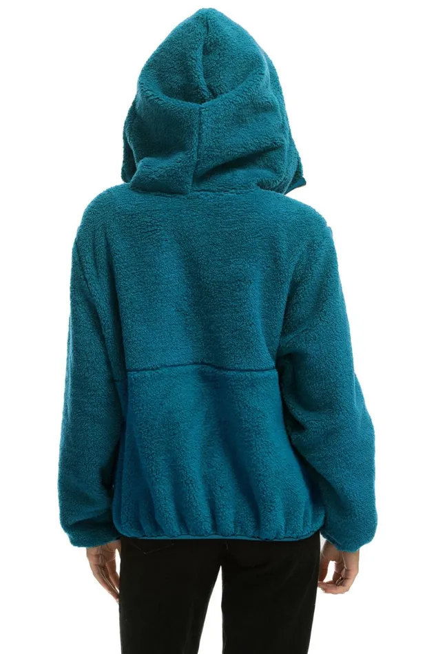 Women Outerwear Aviator Nation TEDDY UNISEX HOODED HALF ZIP JACKET 8211 CAPRI