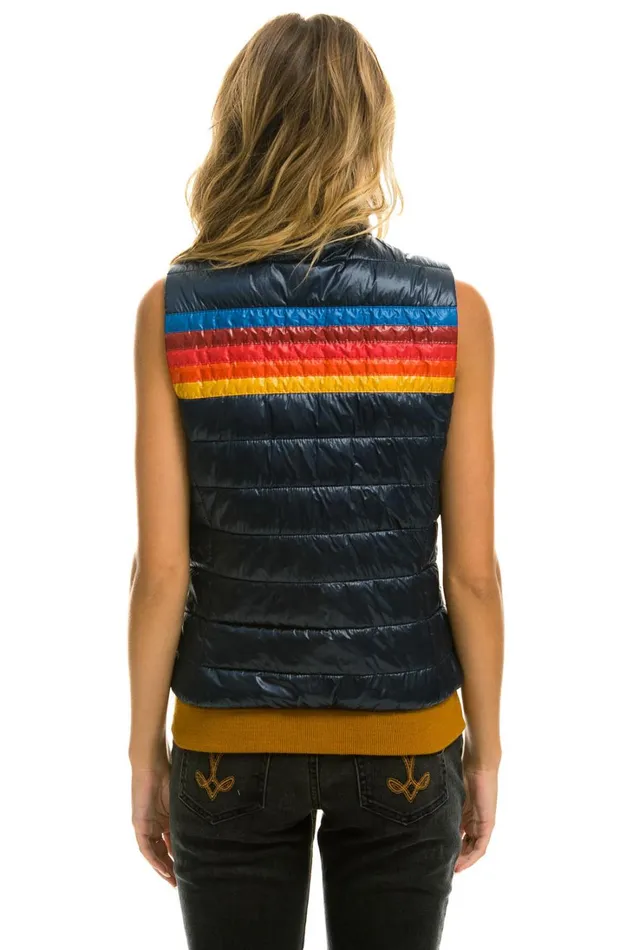 Women Outerwear Aviator Nation WOMEN039S 5 STRIPE VEST 8211 GLOSSY NAVY Women Outerwear Aviator Nation WOMEN039S 5 STRIPE VEST 8211 GLOSSY NAVY