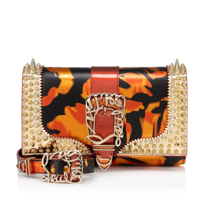 Women Paloma Clutch 8211 Specchio Leather On Fire And Spikes 8211 Multicolor Christian Louboutin Clutches and Evening Bags