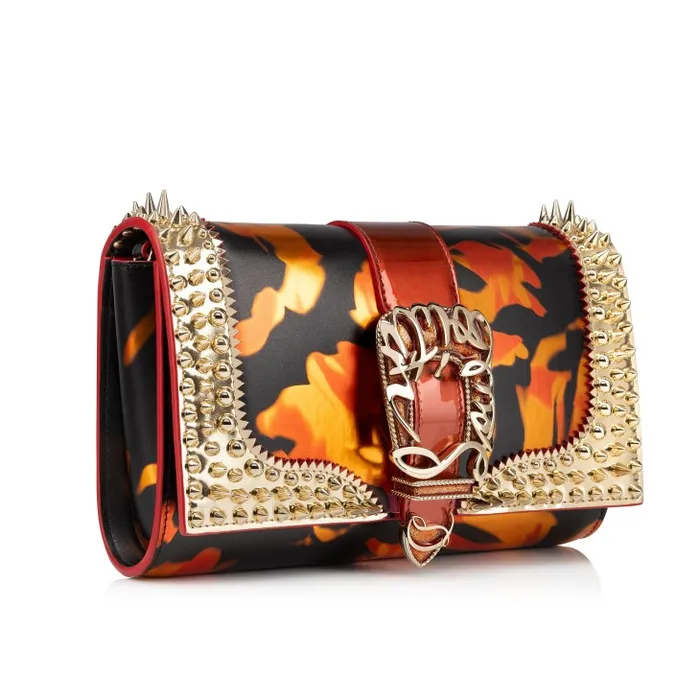 Women Paloma Clutch 8211 Specchio Leather On Fire And Spikes 8211 Multicolor Christian Louboutin Clutches and Evening Bags