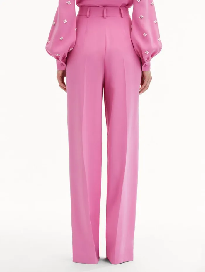 Women Pants and Skirts Oscar De La Renta Wide Leg Silk Georgette Pant Rosehip