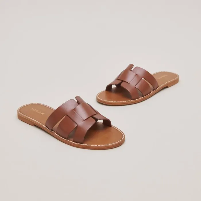 Women Plagettes With Wide Straps Cognac JONAK Sandals