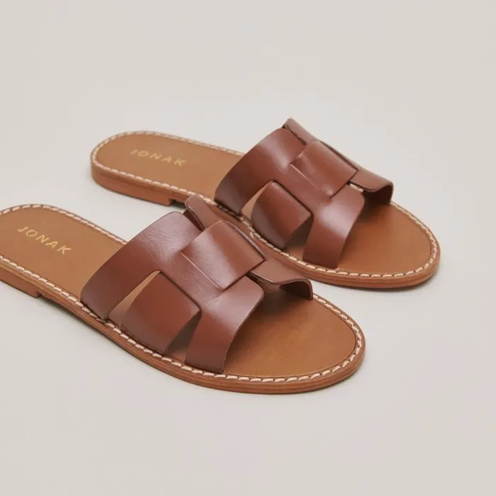 Women Plagettes With Wide Straps Cognac JONAK Sandals
