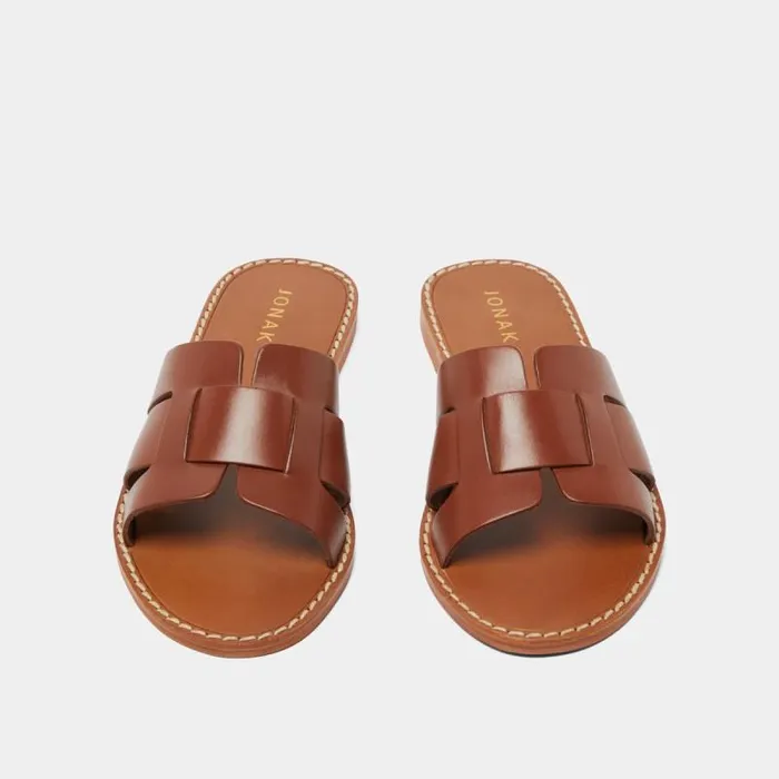 Women Plagettes With Wide Straps Cognac JONAK Sandals