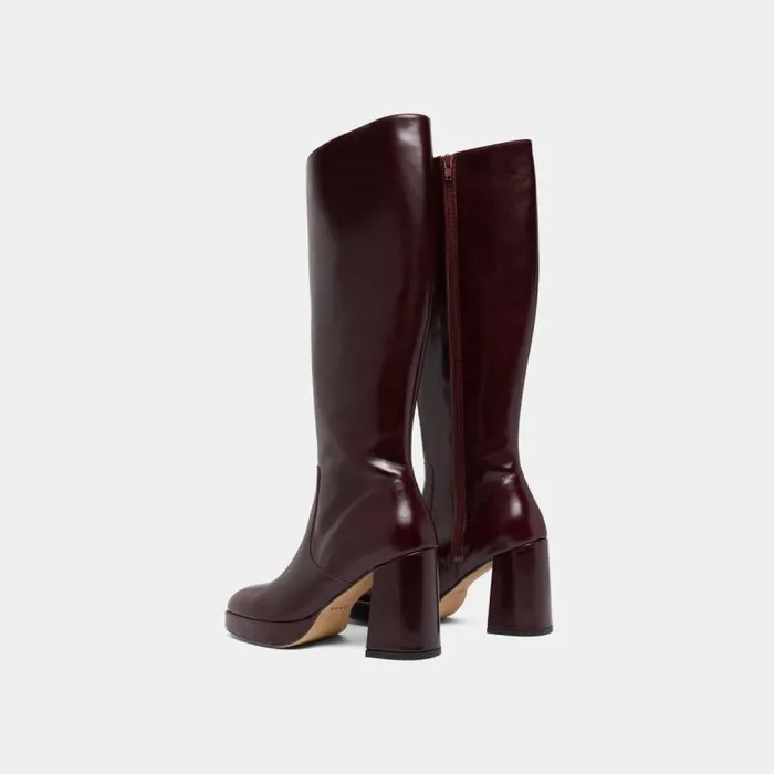 Women Platform Boots Burgundy JONAK Boots Thighhigh Boots