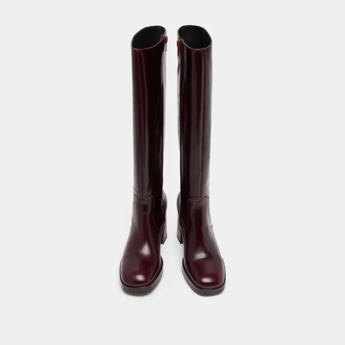 Women Platform Boots Burgundy JONAK Boots Thighhigh Boots