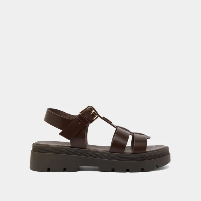 Women Platform Sandals With Monogram Brown JONAK Sandals