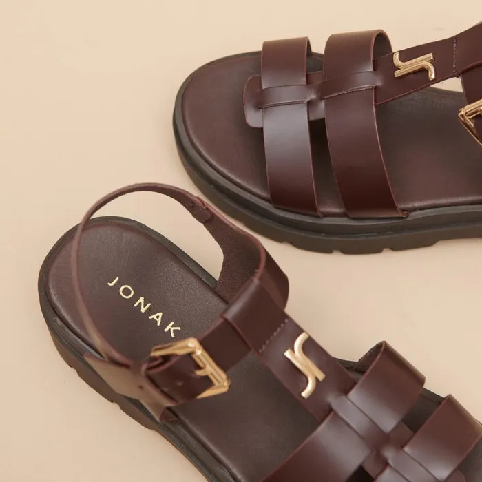 Women Platform Sandals With Monogram Brown JONAK Sandals