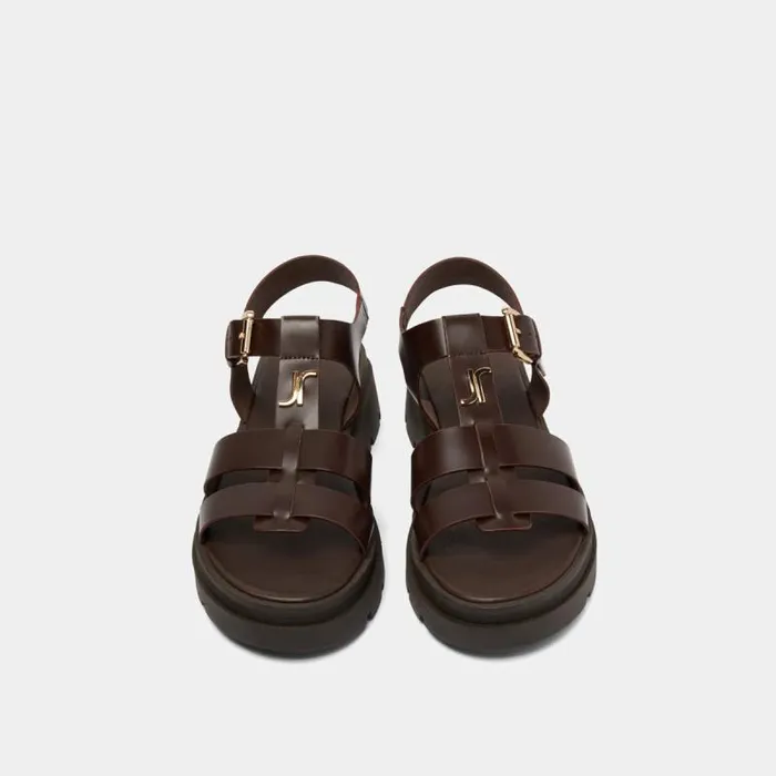 Women Platform Sandals With Monogram Brown JONAK Sandals