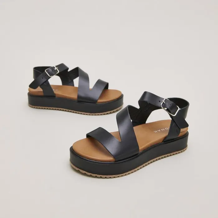 Women Platform Sandals With Straps Black JONAK Sandals