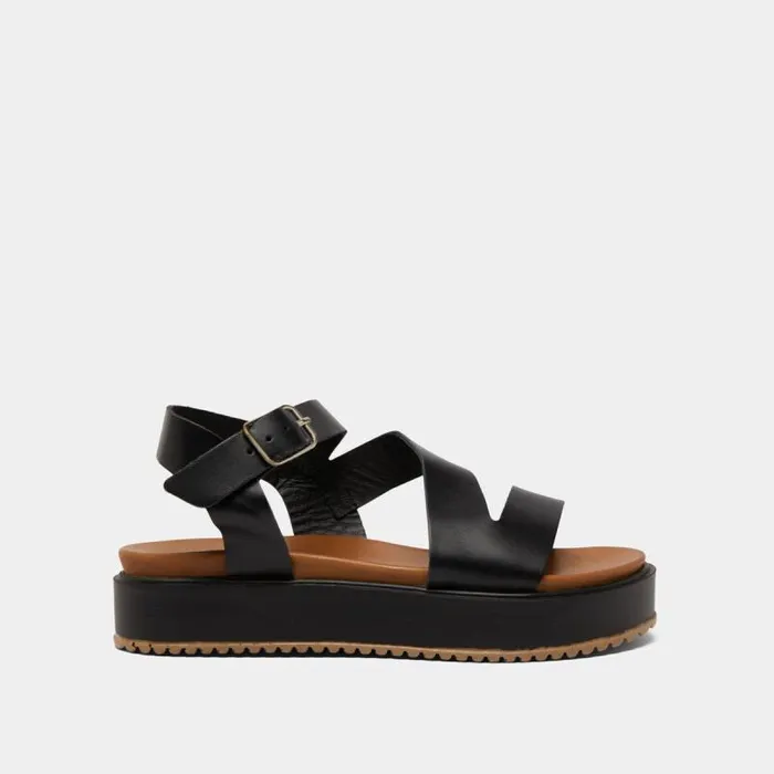 Women Platform Sandals With Straps Black JONAK Sandals