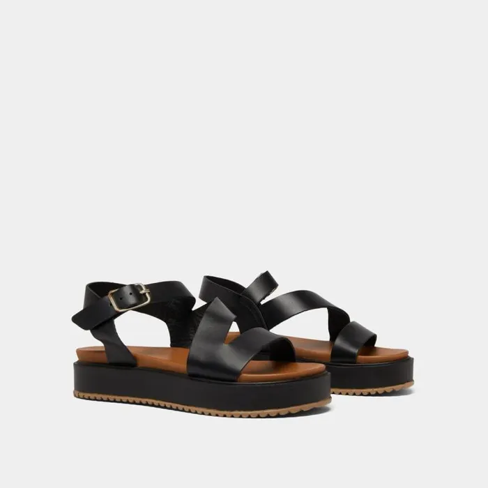 Women Platform Sandals With Straps Black JONAK Sandals
