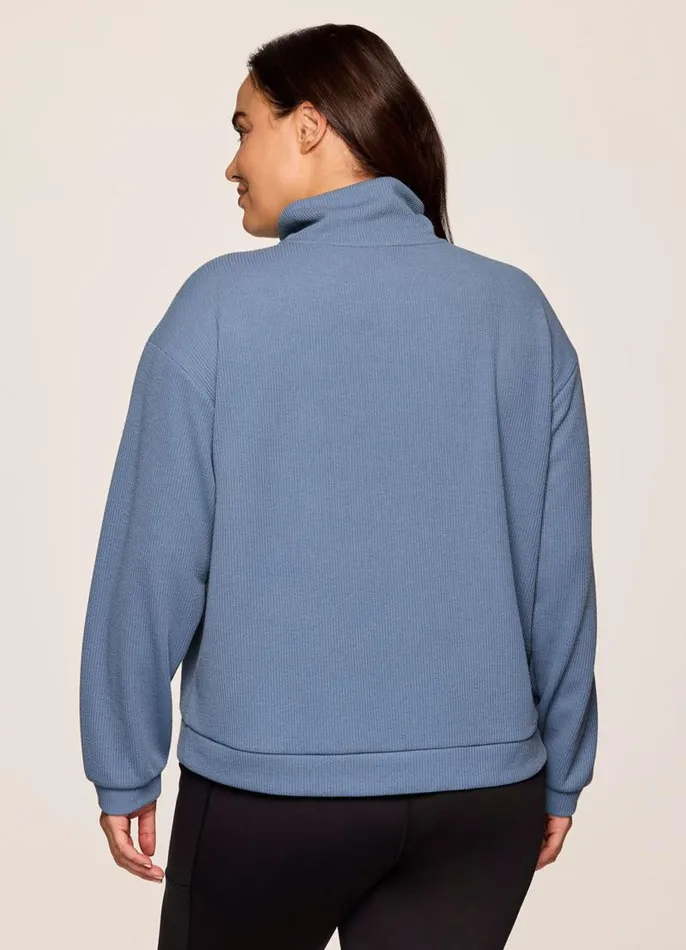 Women Plus Harbor Textured Pullover Blue RBX Active Sweatshirts