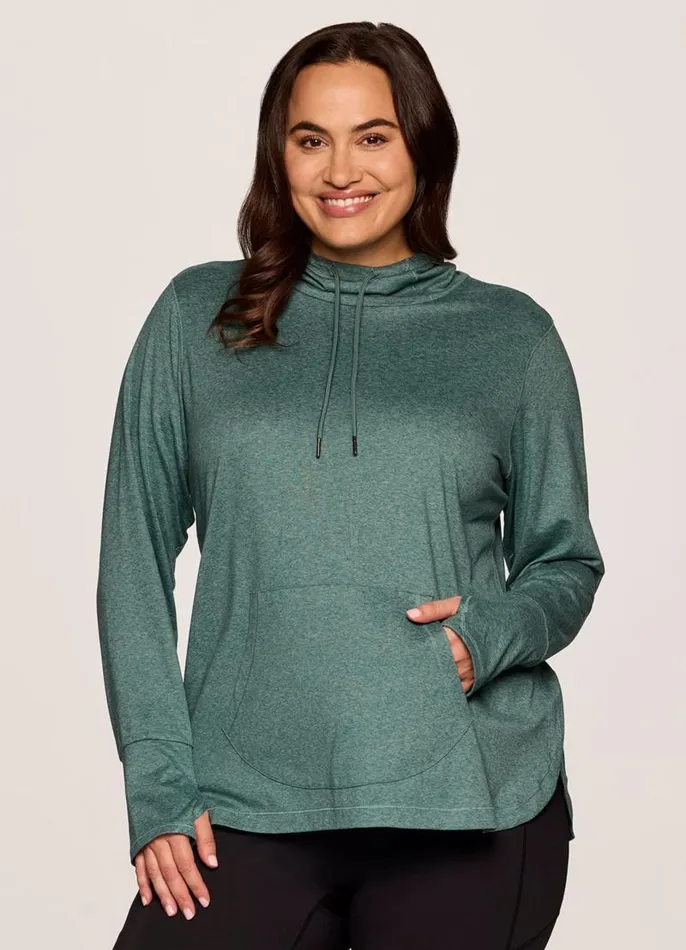 Women Plus Studio Breathe Super Soft Hoodie Tunic Arctic RBX Active Long Sleeve