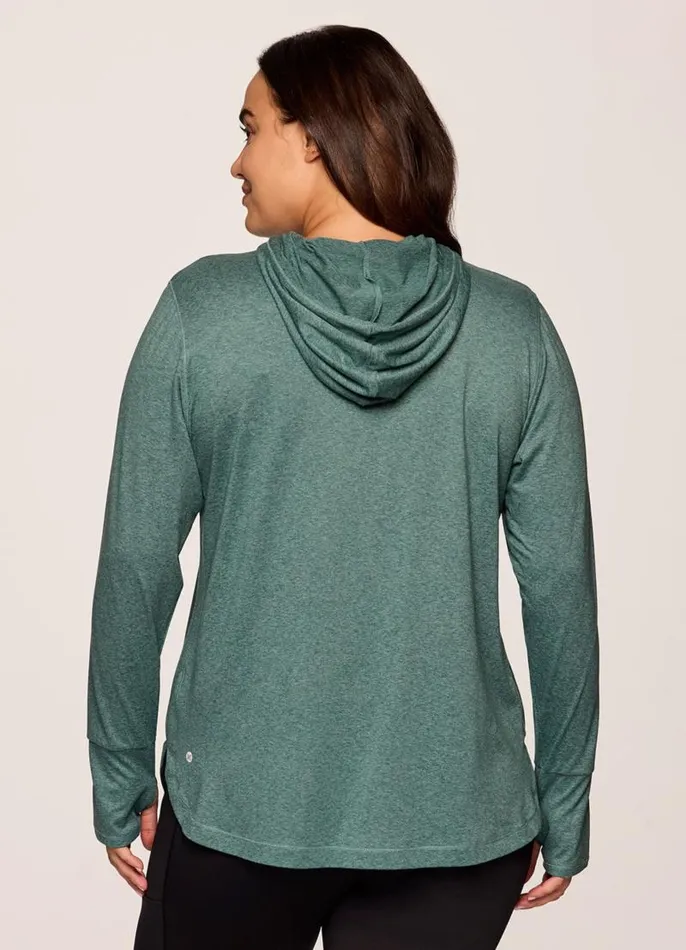 Women Plus Studio Breathe Super Soft Hoodie Tunic Arctic RBX Active Long Sleeve