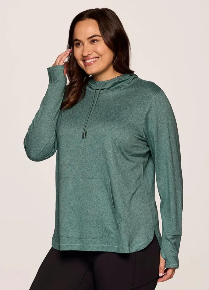Women Plus Studio Breathe Super Soft Hoodie Tunic Arctic RBX Active Long Sleeve