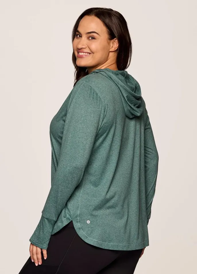 Women Plus Studio Breathe Super Soft Hoodie Tunic Arctic RBX Active Long Sleeve