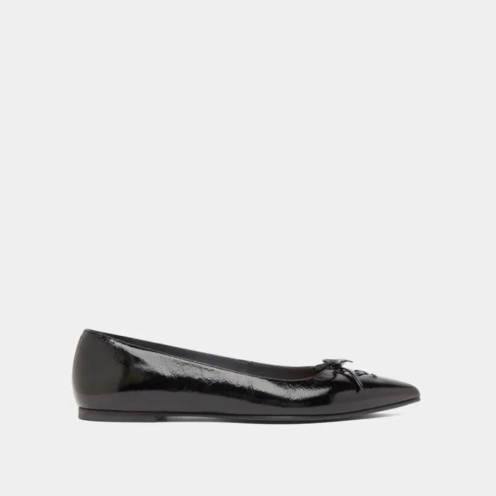 Women Pointedtoe Laceup Ballet Flats Black JONAK Ballet Flats