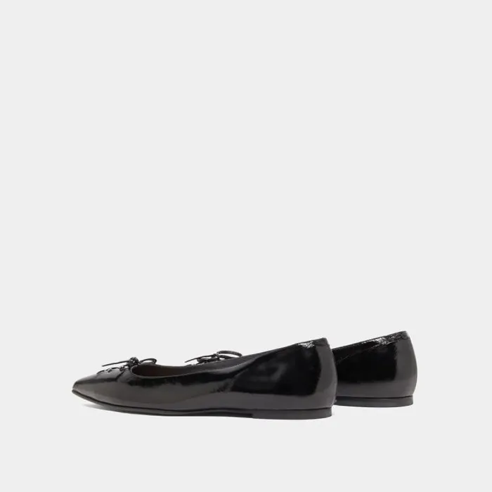 Women Pointedtoe Laceup Ballet Flats Black JONAK Ballet Flats