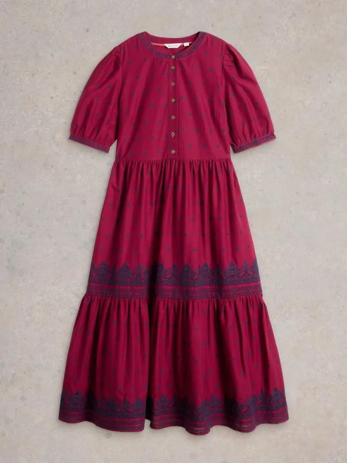Women Polly Embroidered Midi Dress Red Multi White Stuff Dresses Women Polly Embroidered Midi Dress Red Multi White Stuff Dresses