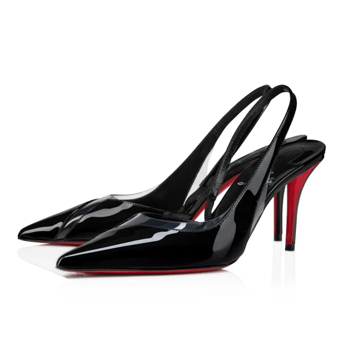Women Posticha 80 Mm Sling Back Pumps 8211 Patent Calf Leather Et PVC 8211 Black Christian Louboutin Pumps