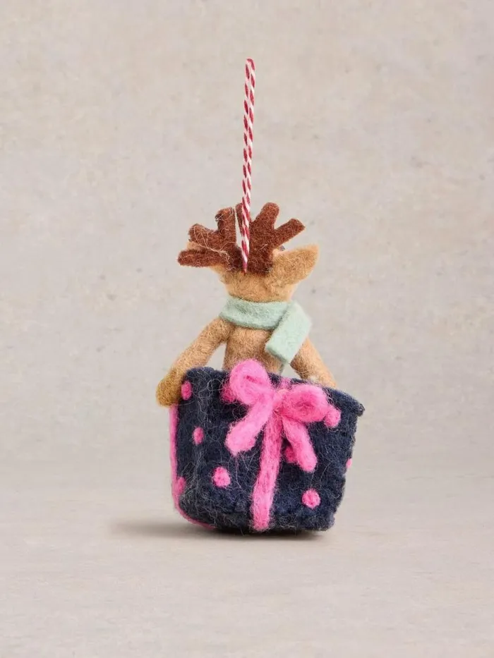 Women Present Reindeer Hanging Dec Brown Multi White Stuff Decorations