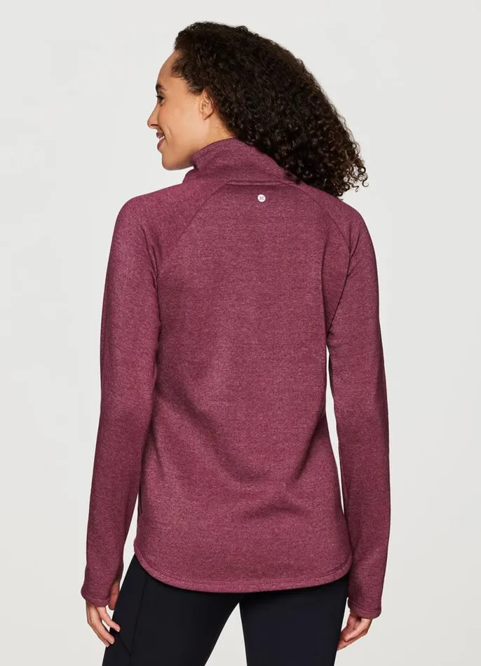 Women Prime Ready To Roll Fleece Zip Mock Neck Pullover Berry RBX Active Sweatshirts