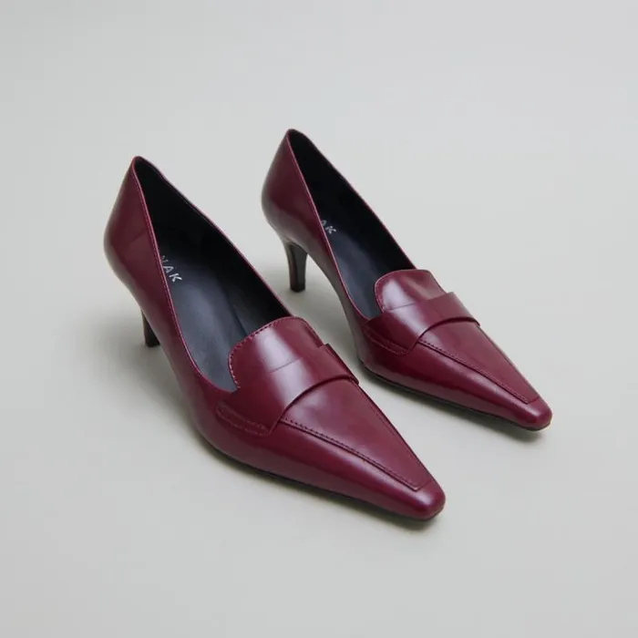 Women Pumps With Wide Slit On Top Burgundy JONAK Loafers
