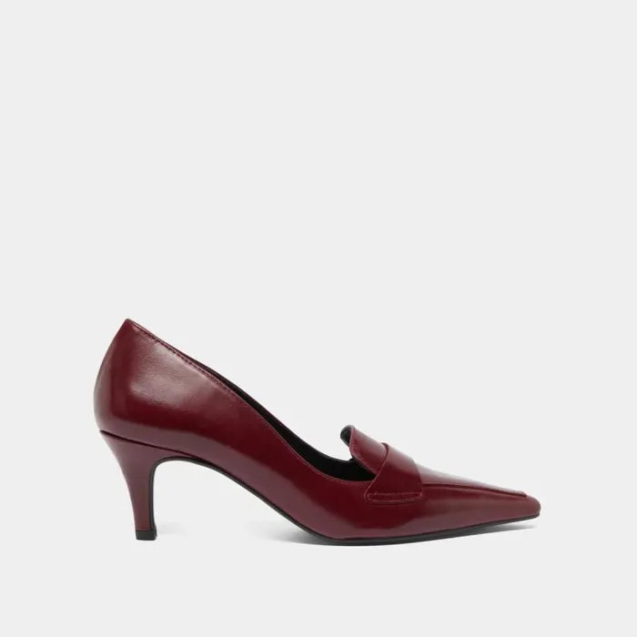 Women Pumps With Wide Slit On Top Burgundy JONAK Loafers