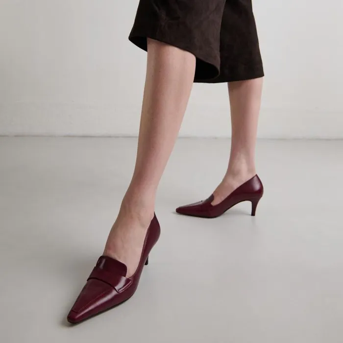 Women Pumps With Wide Slit On Top Burgundy JONAK Loafers