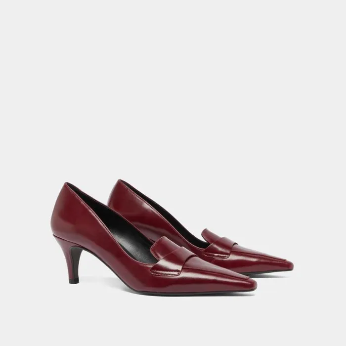 Women Pumps With Wide Slit On Top Burgundy JONAK Loafers