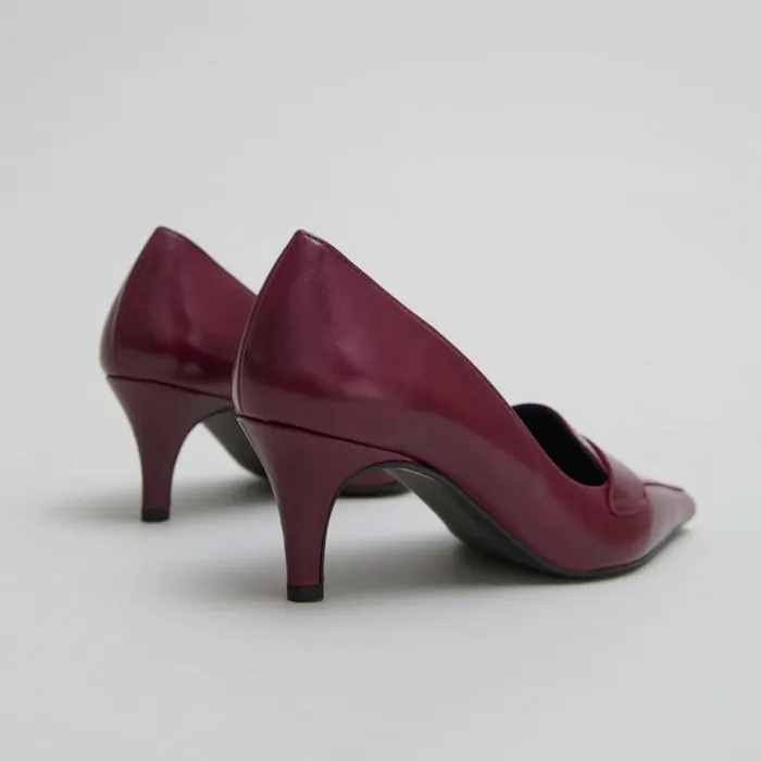 Women Pumps With Wide Slit On Top Burgundy JONAK Loafers