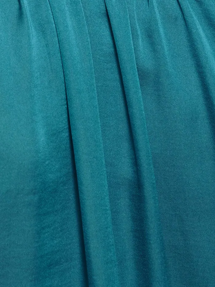 Women Recycled Satin Frill Neck Top Blue Jigsaw Party
