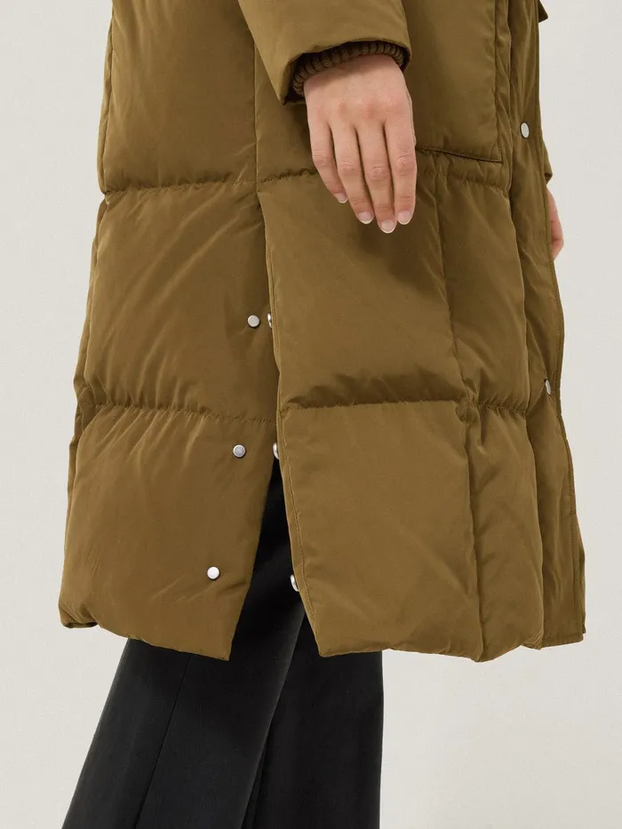 Women Relaxed Longline Puffer Coat Stone Jigsaw Coats and Jackets